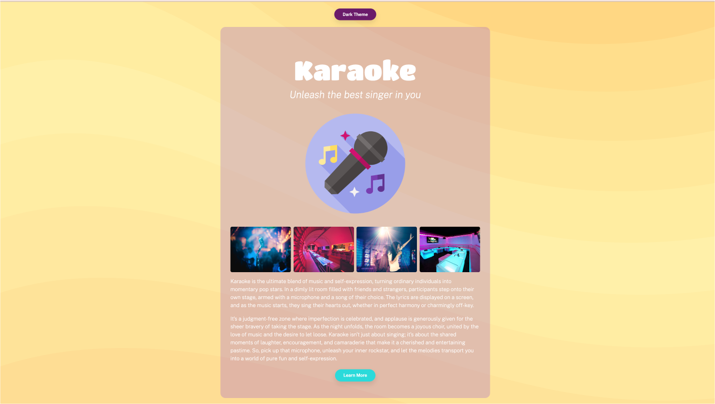 Karaoke Landing Page Image